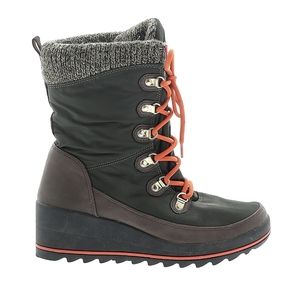Nine West Orange and Brown Winter Rain Boots with Knitted Collar